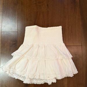 Sunday Best White Smocked Tiered Lace Skirt